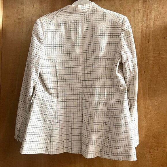 1.STATE Mini Windowpane Check Blazer Plaid One
Button Jacket Sz 8 white black - Picture 13 of 15